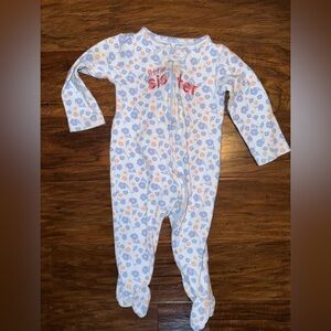 Carter's White and Orange Floral Little Sister Footie